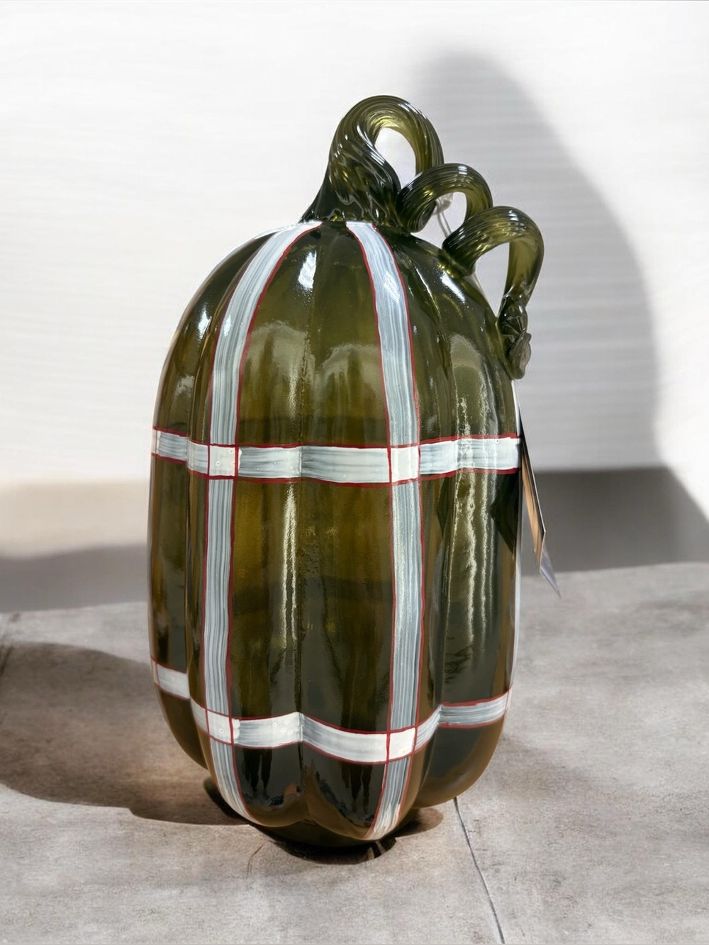 NWT Southern Living Dillards Green Mouth Blown Glass Pumpkin Artisan Decor 8.5" - Picture 6 of 10